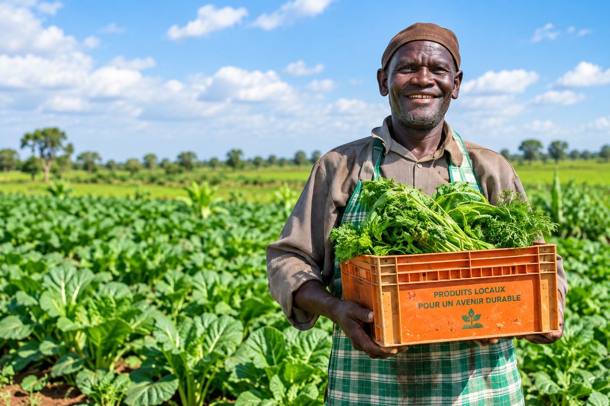 Un producteur présente sa récolte de légumes